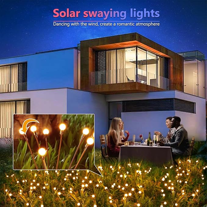 Harloon Solar Garden Lights 4 Pack, 40 LED Solar Outdoor Lights, Outdoor Decorations Lights, Solar Swaying Lights, Big Bulb Solar Swaying Lights, Firefly Lights for Patio Pathway Outdoor Decor