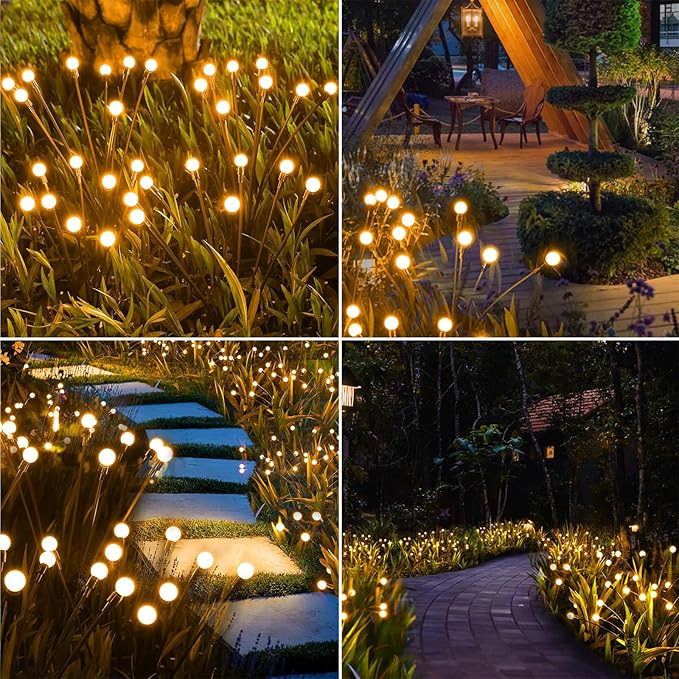 Harloon Solar Garden Lights 4 Pack, 40 LED Solar Outdoor Lights, Outdoor Decorations Lights, Solar Swaying Lights, Big Bulb Solar Swaying Lights, Firefly Lights for Patio Pathway Outdoor Decor